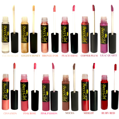 Picture of all the lipglosses with their wands